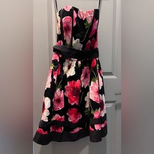 Floral black and red dress
